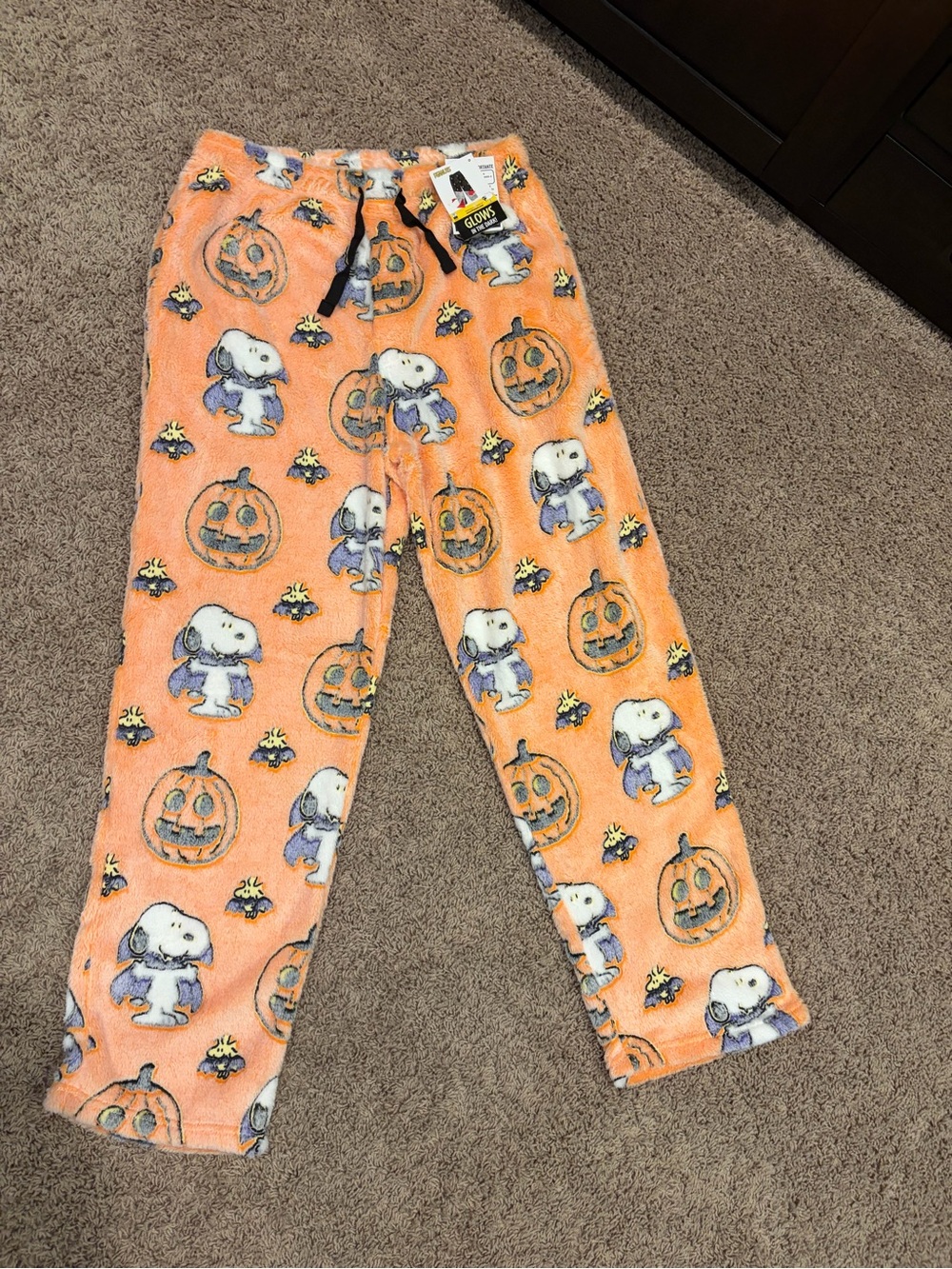 Peanuts Orange Snoopy & Woodstock Jack-O'-Lantern Plush Lounge Pants